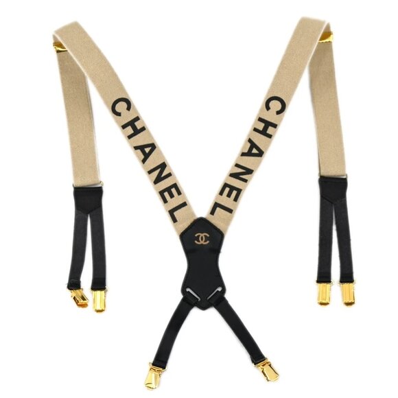 Chanel Suspenders Beige Small Good 21 114180 - Picture 1 of 7